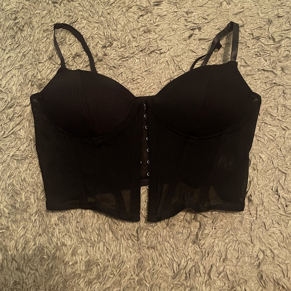 Black Mesh Corset Top